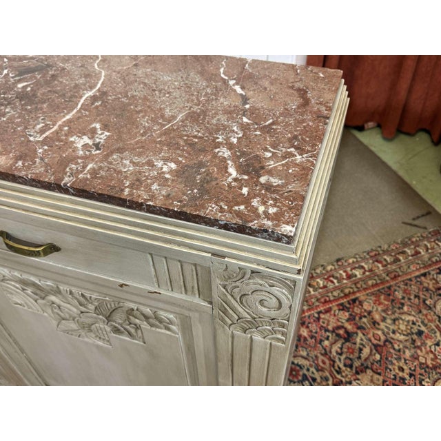 Art Deco Sideboard in Walnut, Oak and Marble Top For Sale - Image 9 of 18