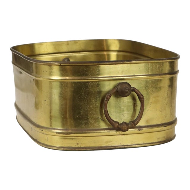 Gold Large Vintage Oval Brass Planter For Sale - Image 8 of 16