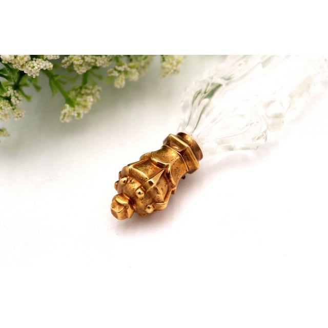 Cut Glass Bottle with Gold Lid For Sale - Image 3 of 6