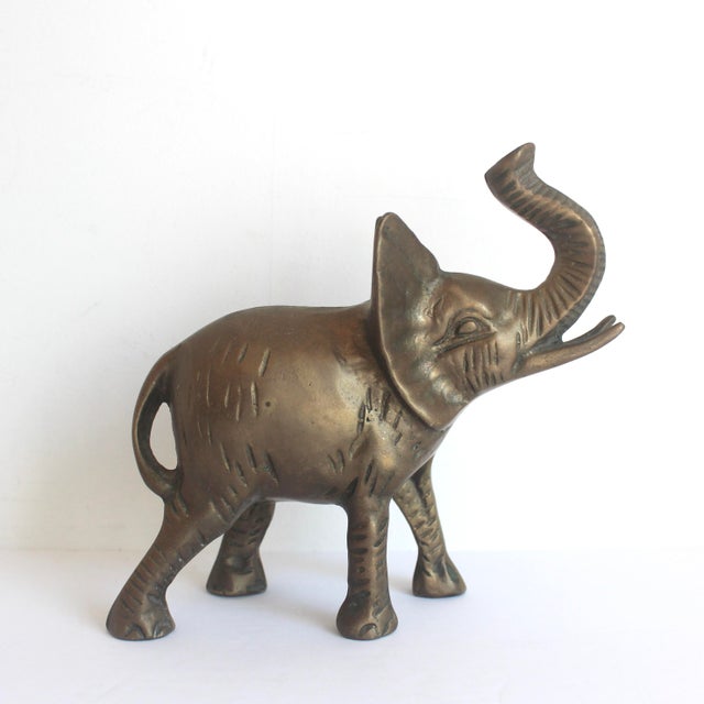 Beautiful, detailed and heavy brass elephant. The elephant has some beautiful patina, as seen in the photos. Beautiful...