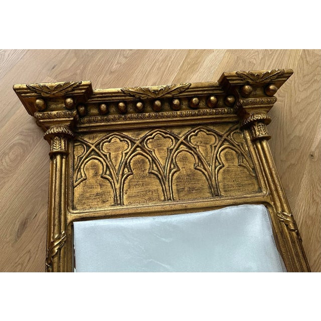 This beautiful mid-20th century gilt framed hall pier mirror with beveled glass was discovered at an Estate sale outside...