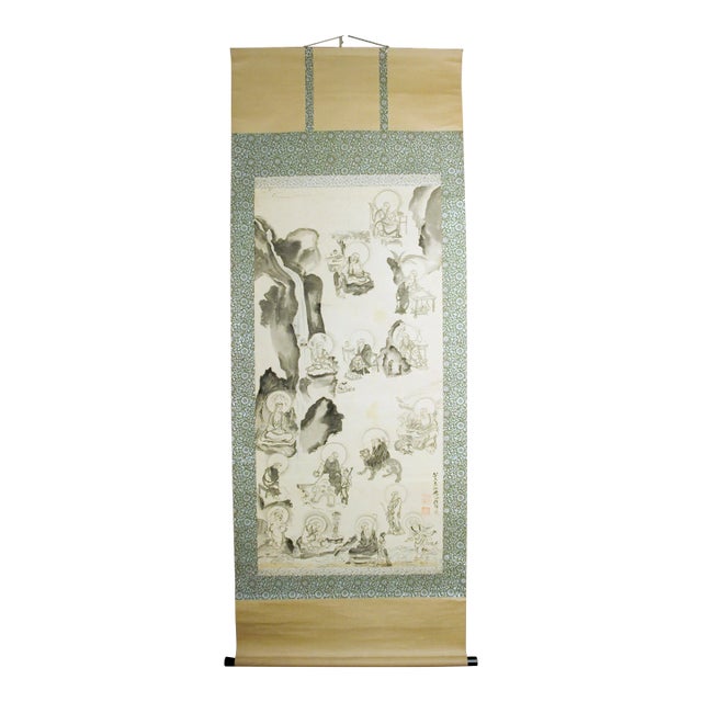 Late 19th Century Japanese Juroku Rakkan Scroll by Senkoku For Sale