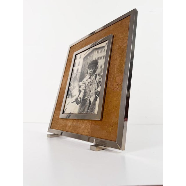 Large Italian Rectangular Picture Frame in Chrome, Acrylic Glass and Cork, 1970s For Sale - Image 11 of 18