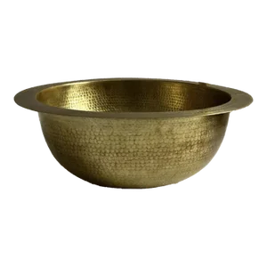 Rustic Moroccan Farmhouse Hammered Brass Sink Bathroom Drop-In Oval Bar Sink With Brass Drain