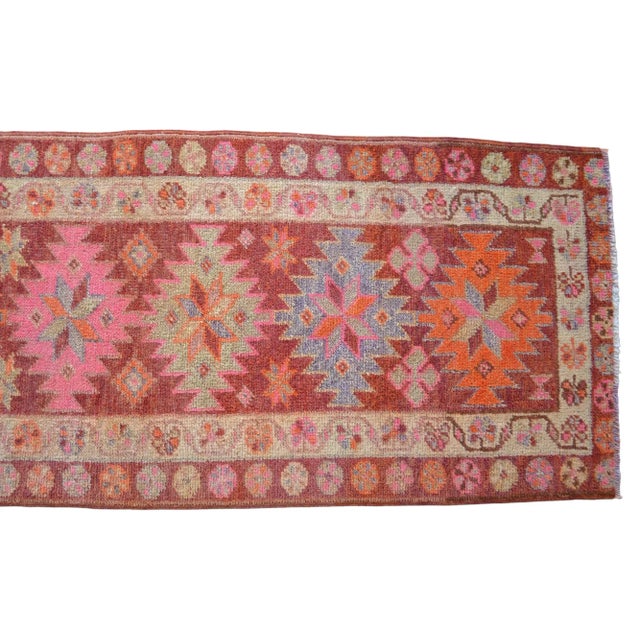 1970s Vintage Hand Knotted Tribal Turkish Runner - 2'9' X 13'11' For Sale - Image 9 of 11