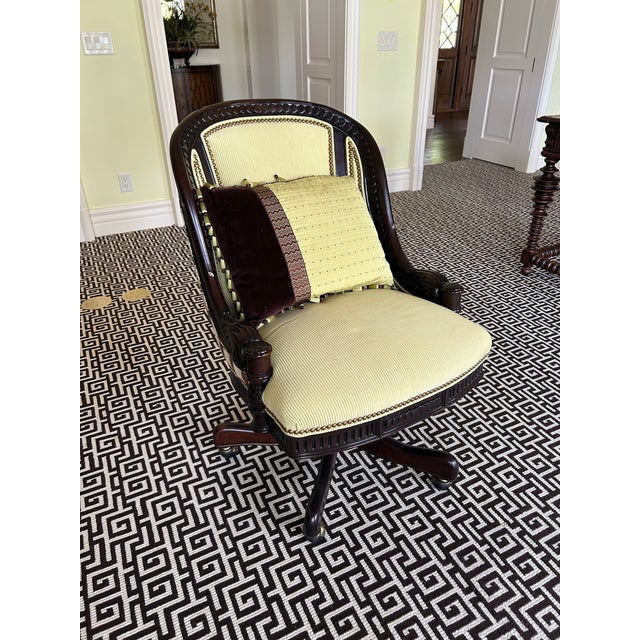 Early 21st Century Hancock & Moore Intricately Carved Swivel Office Chair For Sale - Image 5 of 8
