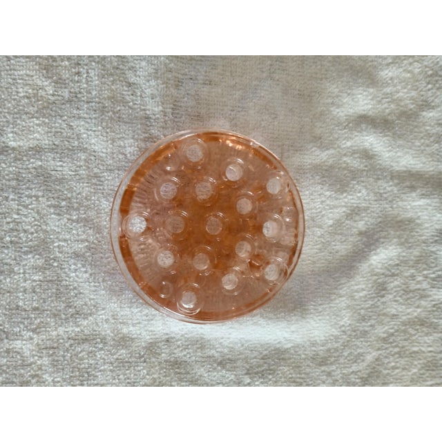 Vintage Pink Depression Glass 4" Flower Frog 16 Hole For Sale - Image 4 of 5
