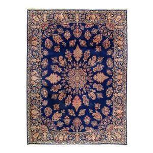 1970s Navy Blue Fine Hand Knotted Perisan Kerman