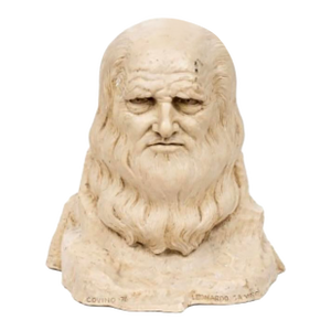 Frank Covino Leonardo Da Vinci Bust 1976 Large Cast Stone Sculpture
