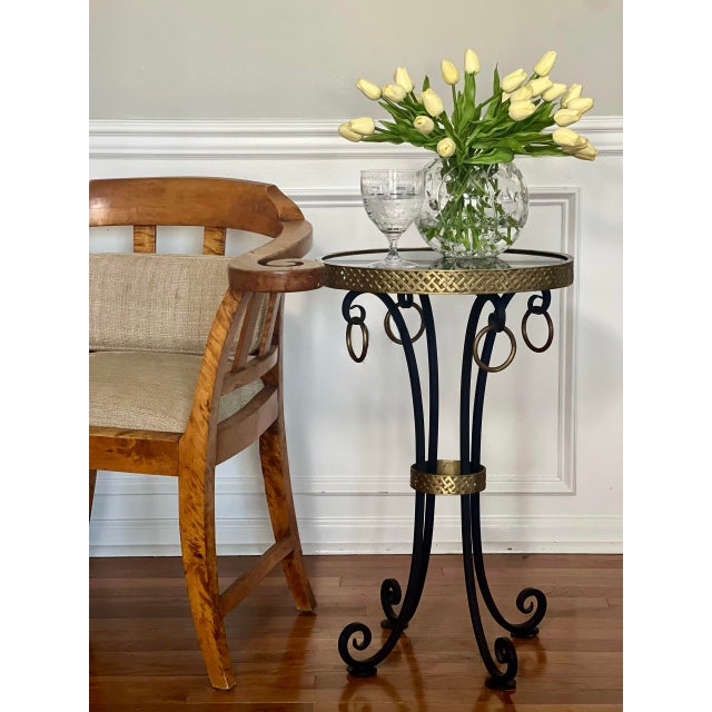 20th Century Iron and Brass Gueridon With Black Granite Top For Sale - Image 12 of 12
