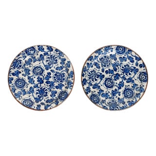 Vintage Takahashi Ironstone Blue Floral Side Plates, Pair For Sale