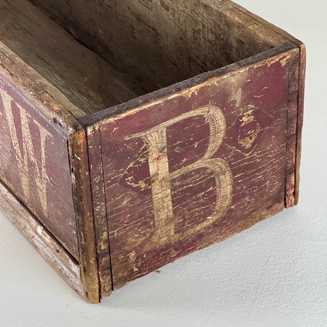 Primitive Folk Art Hand Constructed & Painted Wooden Trough/Box With Initials on It For Sale In New York - Image 6 of 11