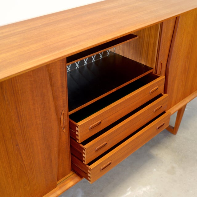 1950s Kurt Østervig Teak Tall Sideboard / Highboard With Illuminated Bar Cabinet For Sale - Image 9 of 14