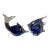 1980s Murano Italy Pair of Cobalt Blue Aventurine Fish Figurines For Sale