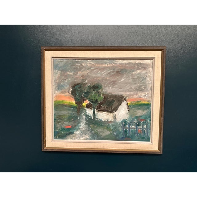 Original Vintage Danish Oil on Panel – “Landskap med hus” (Landscape with House) by Kai Nielsen – Signed – Framed – 67.5 ×...