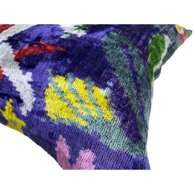 Velvet Silk Lumbar Cushion Cover with Jungle Design, 2000s For Sale - Image 6 of 11