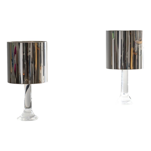 Acrylic Glass Table Lamps by Luigi Massoni for Guzzini, Italy, 1970s, Set of 2 For Sale