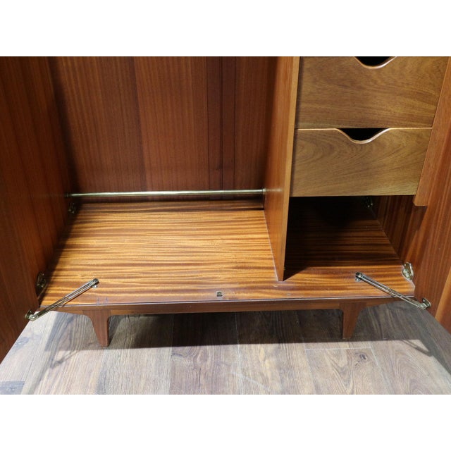 1960s Mid Century Modern Vintage Teak Gentlemens Wardrobe Armoire by Beautility For Sale In Greensboro - Image 6 of 11