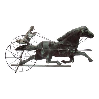 Sulky, Horse & Jockey Copper Weathervane For Sale