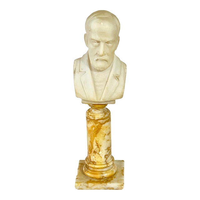 Antique Grand Tour Marble Bust French Philosopher on Stand For Sale