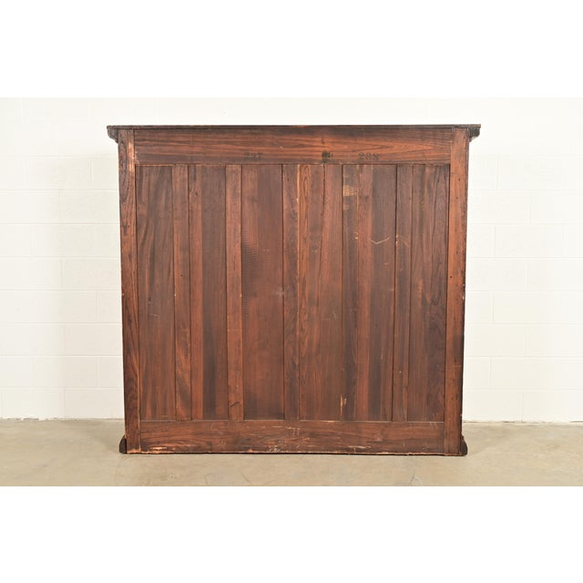 R. J. Horner Style Antique Victorian Carved Oak Triple Bookcase Cabinet, Circa 1880s For Sale - Image 12 of 13