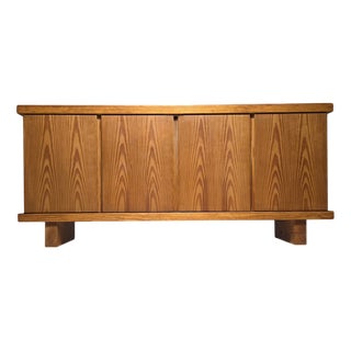 Solid Pine Brutalist Sideboard, France, 1970s For Sale