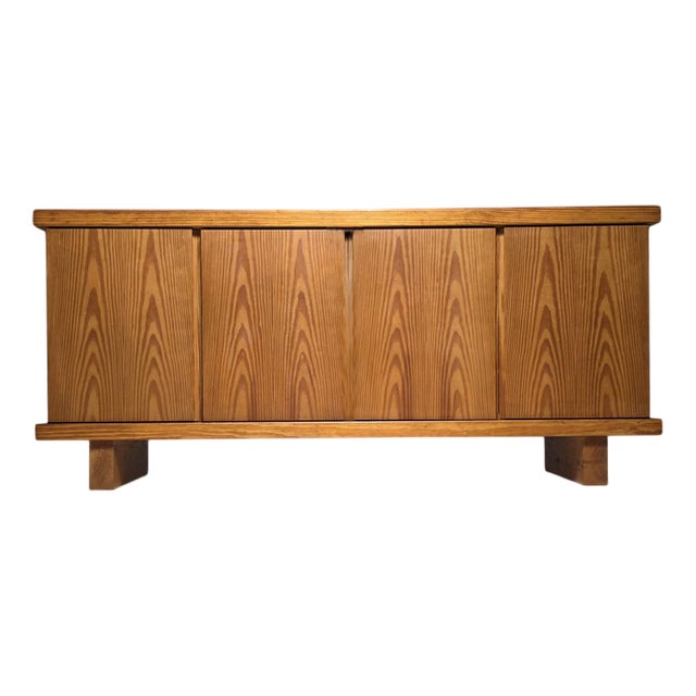 Solid Pine Brutalist Sideboard, France, 1970s For Sale