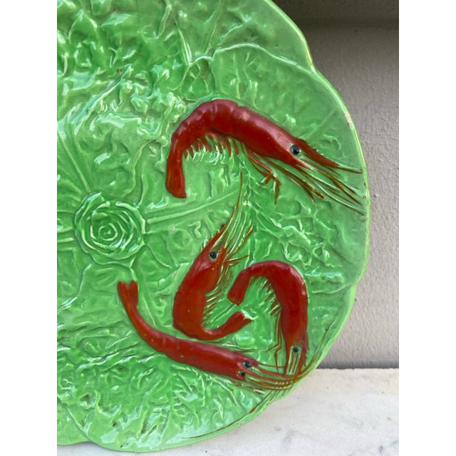 French French Majolica Shrimp Plate Choisy Le Roi Circa 1930 For Sale - Image 3 of 5