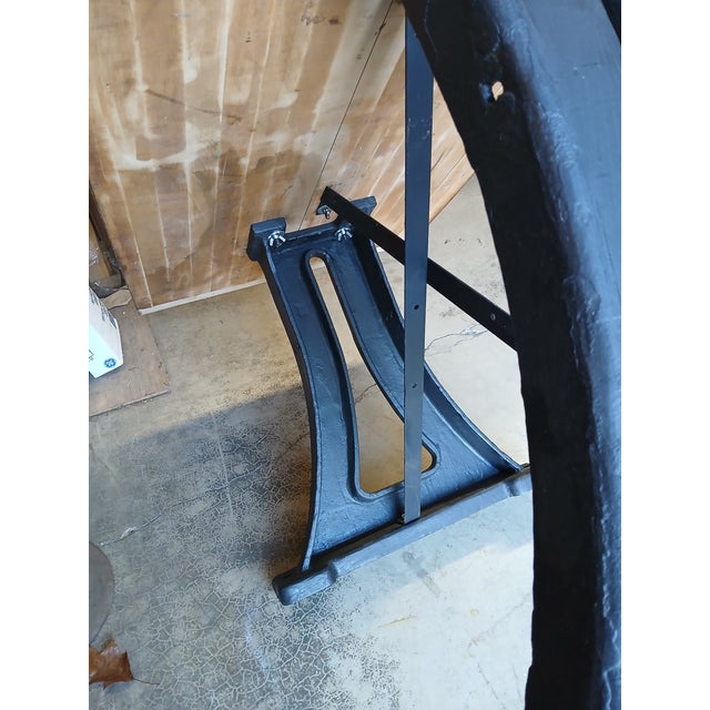 Antique Kitchen Island Work Desk Table Maple Top W Iron Industrial Machine Base For Sale - Image 12 of 12