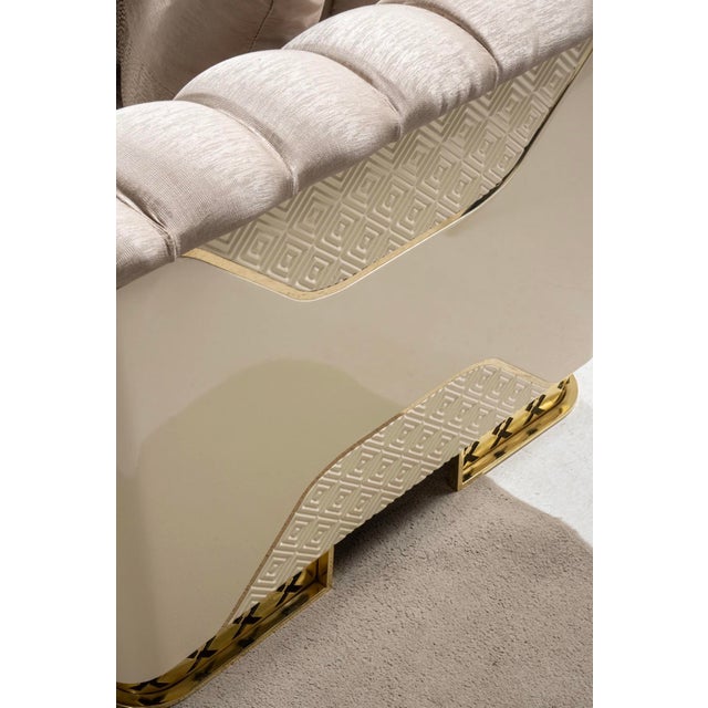 Casa Milano Asos 3-Piece Luxury Italian Living Room Set in Beige & Gold For Sale - Image 12 of 17