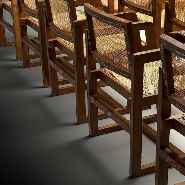 Pierre Jeanneret, French Mid-Century Modern, 12 Box Dining Chairs, Teak, Cane For Sale In New York - Image 6 of 12