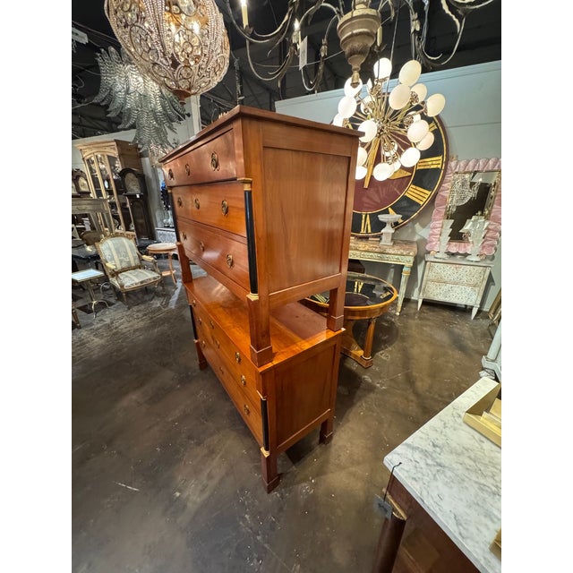 Pair of French Empire Walnut Commodes For Sale - Image 11 of 11