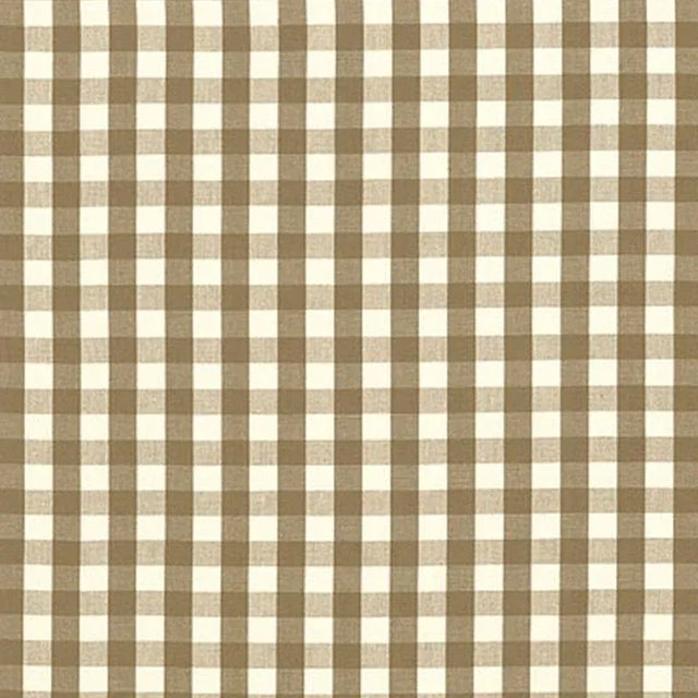 Sample - Schumacher Elton Cotton Check Fabric in Mocha For Sale