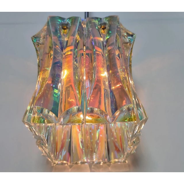 Aqua Multi-Colored Iridescent Glass Chandelier by Verner Panton for Fontana Arte, 1970s For Sale - Image 8 of 18