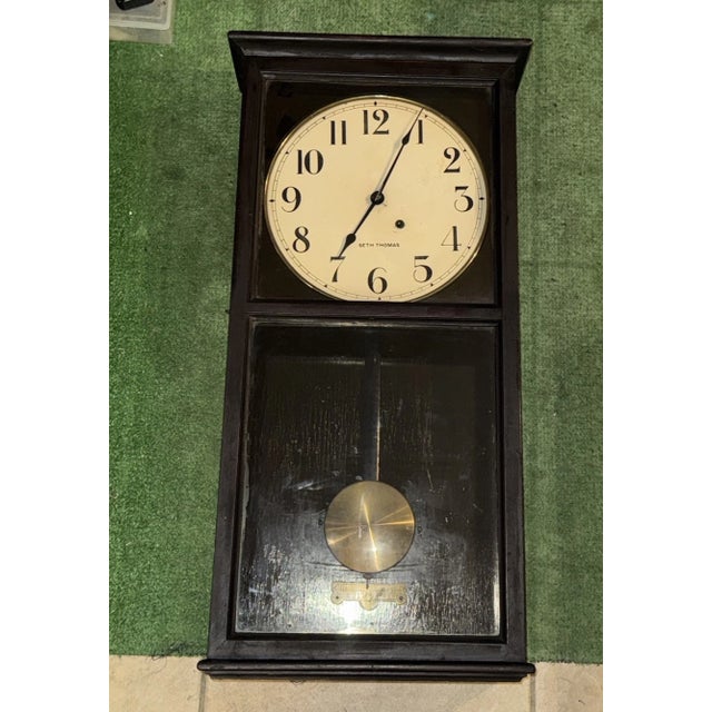 Antique Seth Thomas Regulator Wall Clock For Sale In Los Angeles - Image 6 of 9