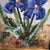 Blue European School 20th Century Oil on Canvas Impressionist Floral Still Life Blue Irises and Butterfly Framed Signed For Sale - Image 8 of 10