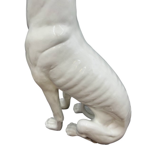 Late 20th Century Life Size Glazed Ceramic Italian Greyhound Figurine For Sale - Image 9 of 11