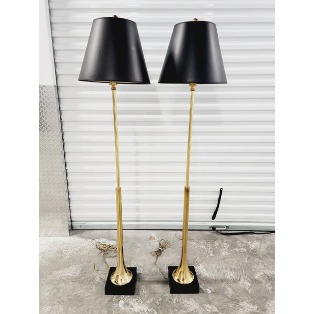 Vintage Remington Trumpet Brass Floor Lamps-A Pair For Sale - Image 10 of 12