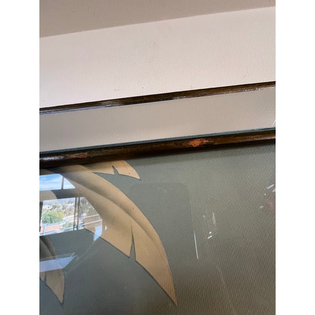 Turner Vintage Art Deco Mid Century Rare Turner Wall Mirror Flamingo Art Painting 1940s Lithograph For Sale - Image 4 of 12