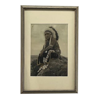 Vintage Photograph of Native American Indian Chief (Hand Tinted) For Sale