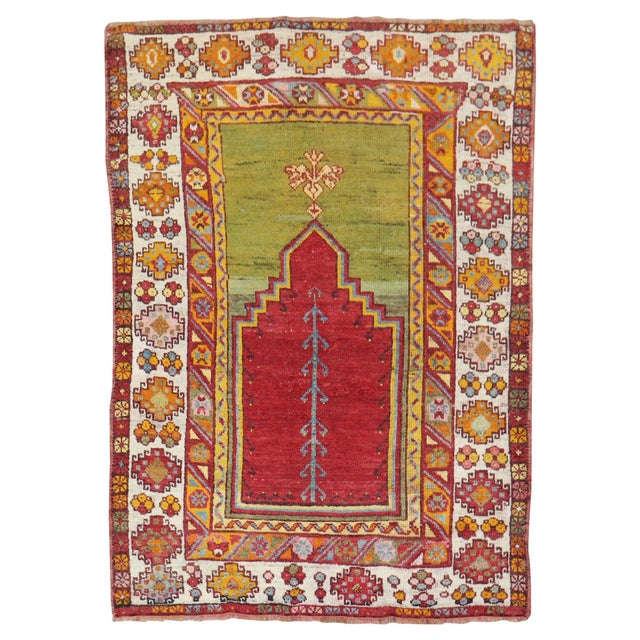 1940s Colorful Turkish Prayer Niche Rug - 3'3" x 5'8" For Sale - Image 15 of 18