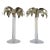 English William Yeoward "Alexis" 14" Crystal & Silver Topped Palm Tree Candle Holders - Pair For Sale