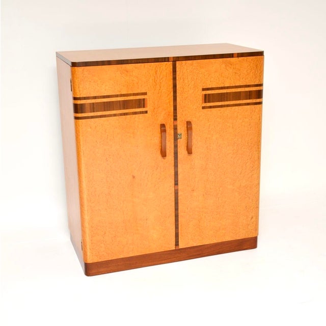 Art Deco Birds Eye Maple and Walnut Compactum Wardrobe, 1930s For Sale - Image 13 of 13