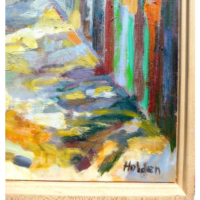 Contemporary "Path in the Woods in the Sunlight", Contemporary Landscape Oil Painting on Canvas For Sale - Image 3 of 7