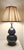 Mid-Century Modern 1960s Midnight Blue Double Gourd Vintage Ceramic Lamp For Sale - Image 3 of 13