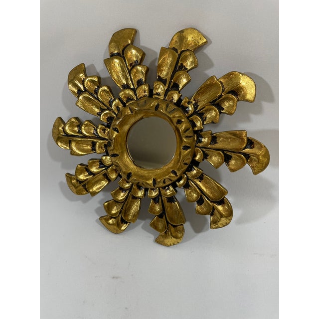 Mid 20th Century Petite 10" Italian Giltwood Sunburst Wall Mirror For Sale - Image 12 of 18