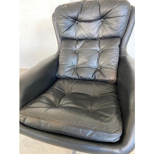 Black Mid-Century Danish Black Leather Swivel Chair by Bramin from Bramin For Sale - Image 8 of 18