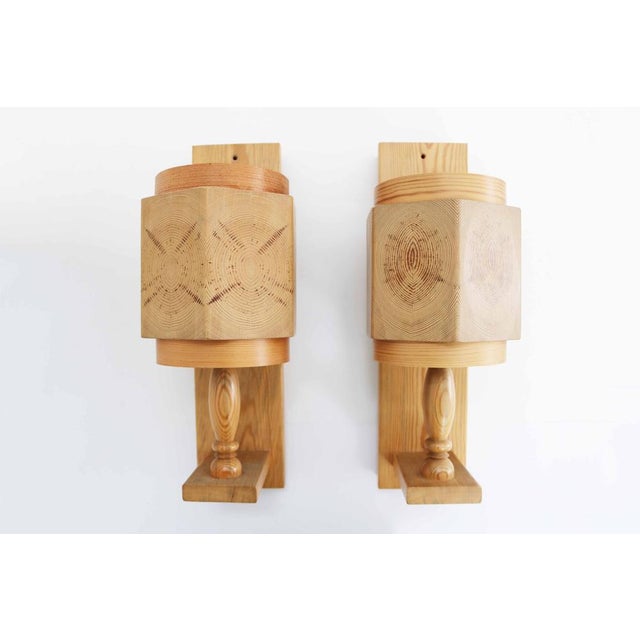 Vintage Wall Lights in Pine by Leif Wikner, Sweden, 1970s, Set of 2 For Sale - Image 13 of 13