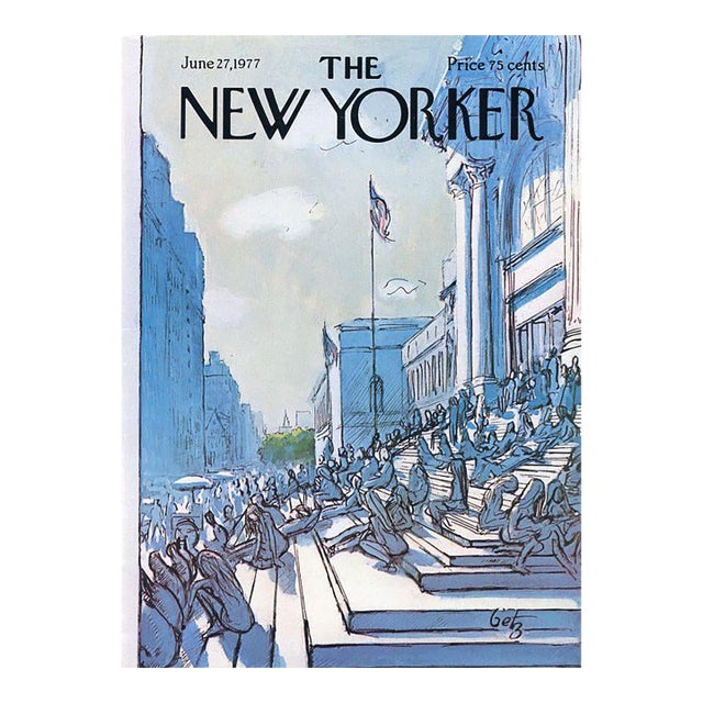 1977 Vintage New Yorker Magazine Cover, June 27, Arthur Getz Cover Art, Metropolitan Museum of Art For Sale