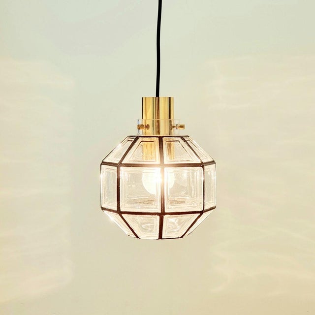 Mid-Century Glass and Brass Pendants from Limburg, Germany, 1960s-1970s, Set of 2 For Sale - Image 4 of 13